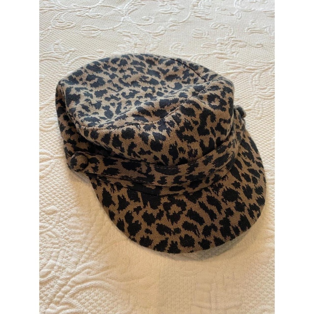 Leopard print newsboy hat cap elastafit D&Y OSFM s2